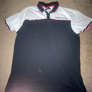 Kenneth Cole Black and White Polo Shirt with Color Block Design